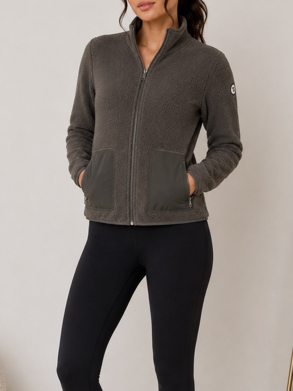 Vuori Olive Green Sherpa Zip-Up Jacket